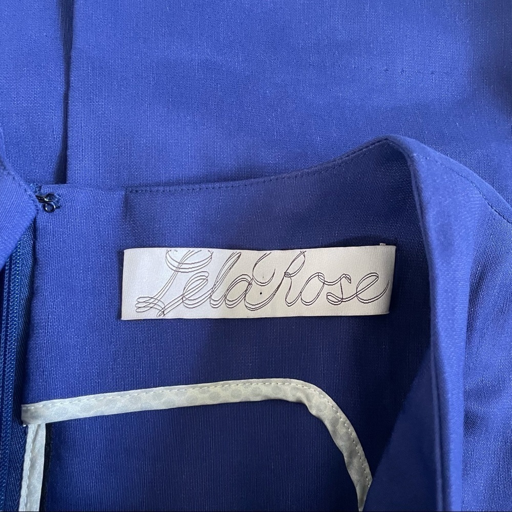 Lela Rose Royal Blue Linen & Silk Sheath Dress 4 - Picture 6 of 15